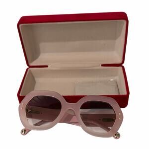 Carolina Herrera Oversized Round Pink Sunglasses CH Logo Designer Statement New